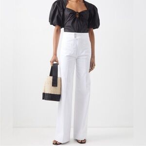 FRAME Jean Women’s Denim Le Hardy Wide Leg Jean White High Waist 70s Sz 30
